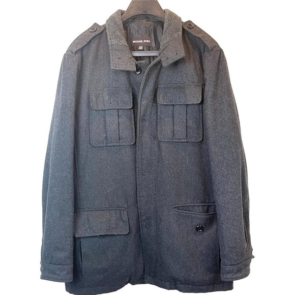 Michael Kors Men's Vintage 1980 Military Coat Jacket Wool Gray Size Medium - Picture 1 of 9